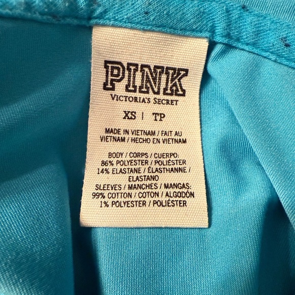 Victoria Secret PINK Women’s blue long sleeve hooded pullover top Size XS - Picture 8 of 9